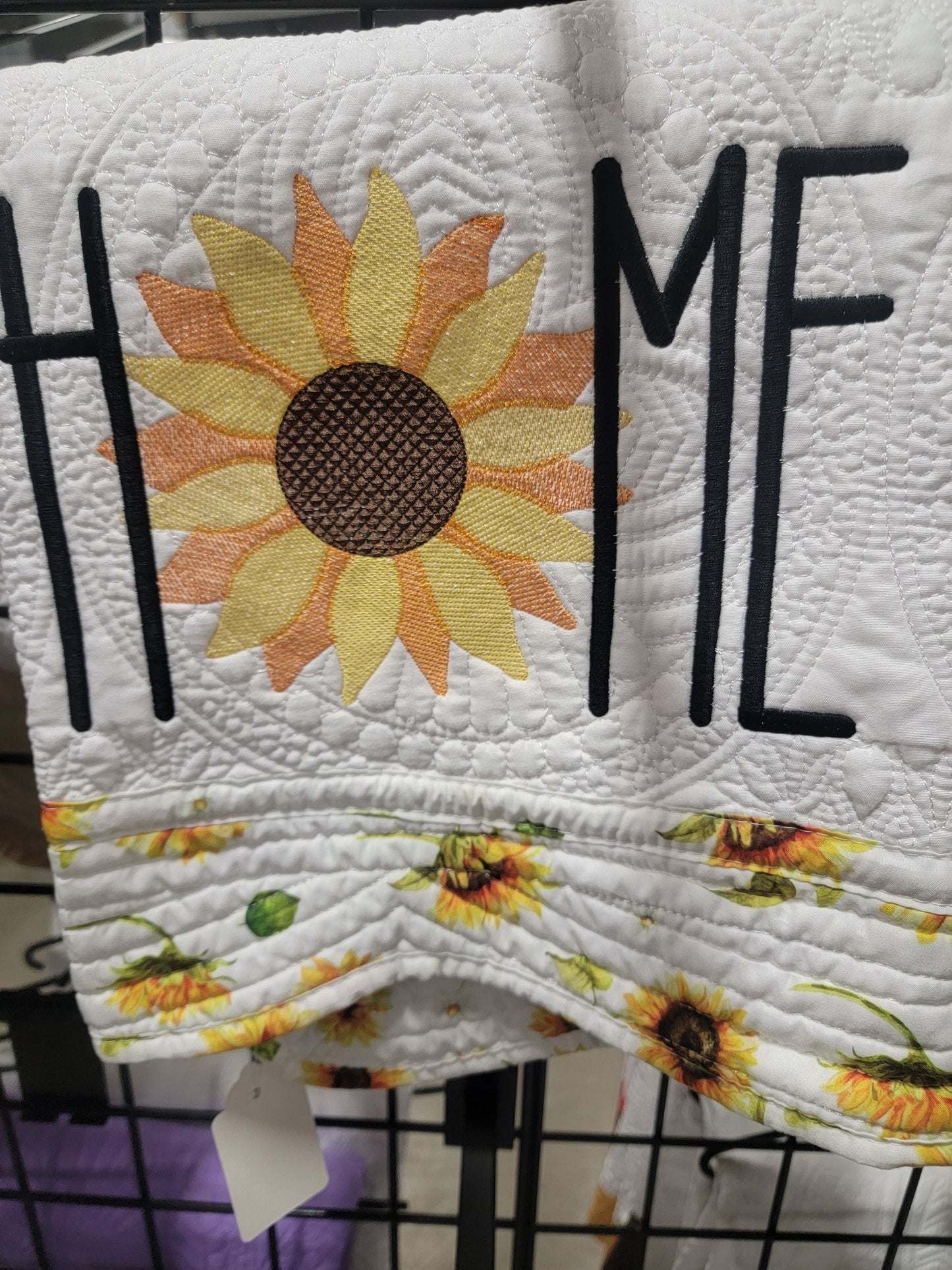 Quilt with Sunflower HOME Embroidery home decor cotton, cozy warm heirloom quilt blanket.
