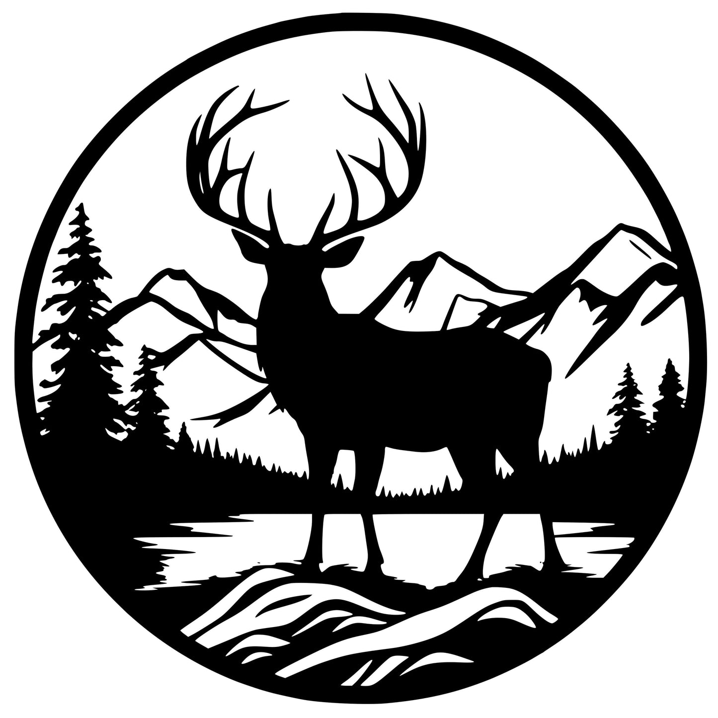 Elk and Mountain Scene on a Men's or Women's Black Richardson 112 Cap