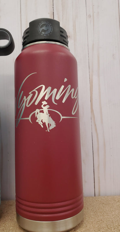 Wyoming 40OZ Insulated Stainless Steel Powder Coated Laser Engraved Hot & Cold-Water Bottle travel mug cutsom