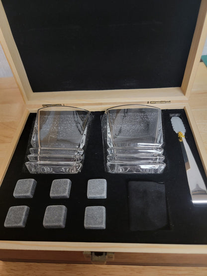 Officially Retired Personalized Boxed Whiskey Gift Set for Retirement Gift in a Wooden Box