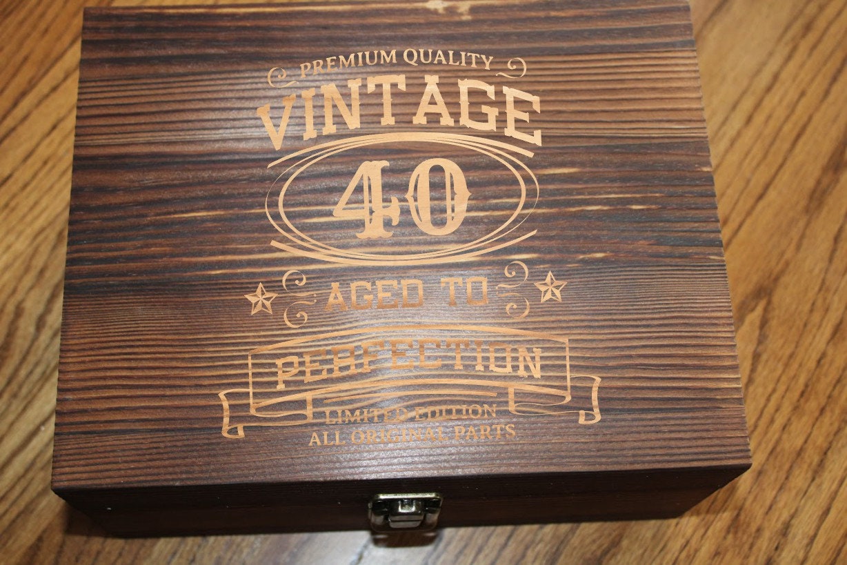 Personalized Birthday Boxed Whiskey Gift Set for Birthday Gift in a Wooden Box