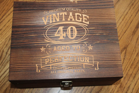 Personalized Birthday Boxed Whiskey Gift Set for Birthday Gift in a Wooden Box