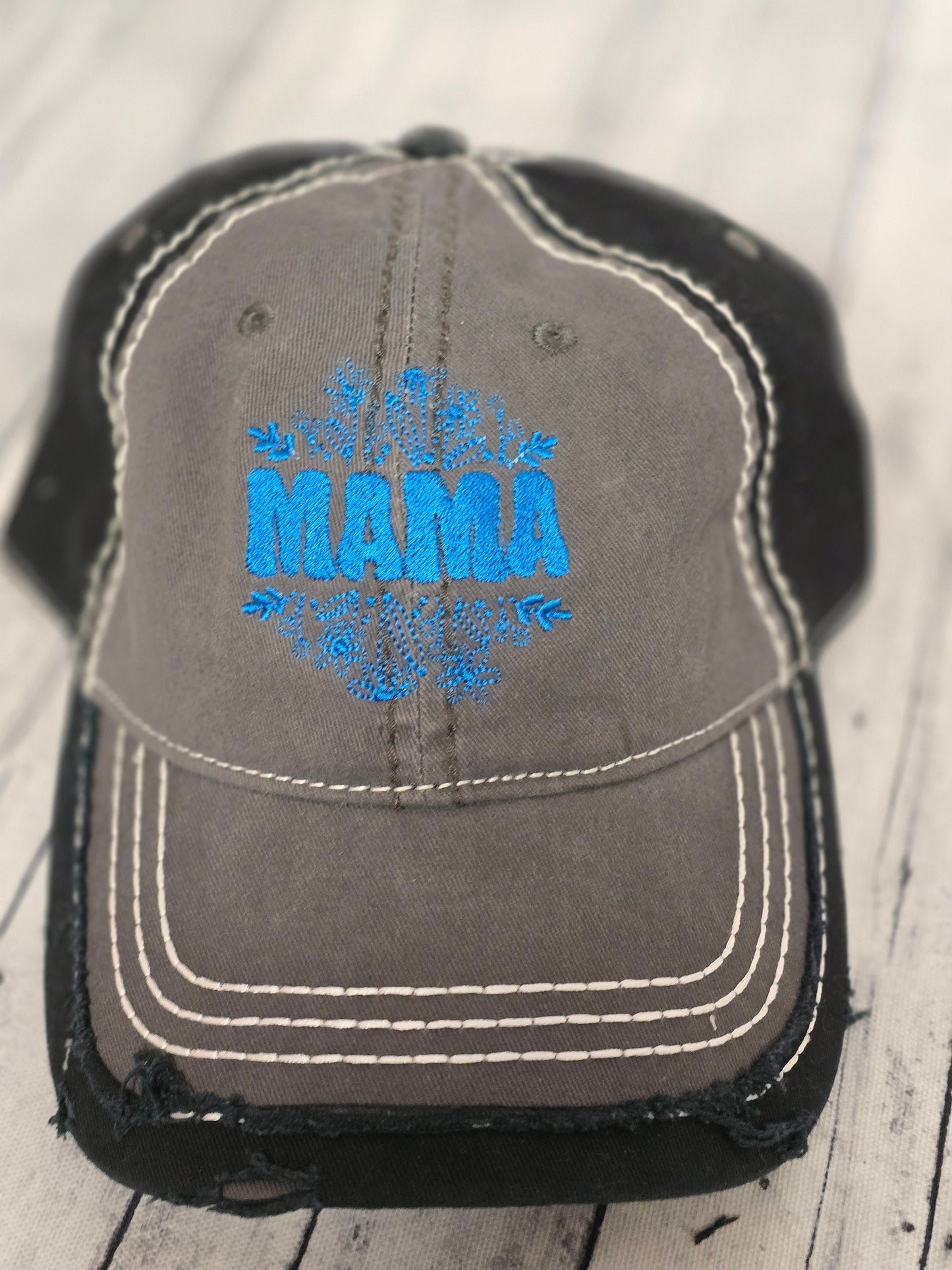 Mama Floral Cap Women's Unstructured Embroidered Cap