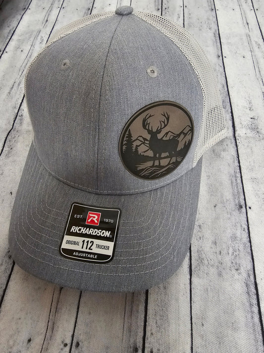 Elk and Mountain Scene Men's or Women's Richardson 112 Cap