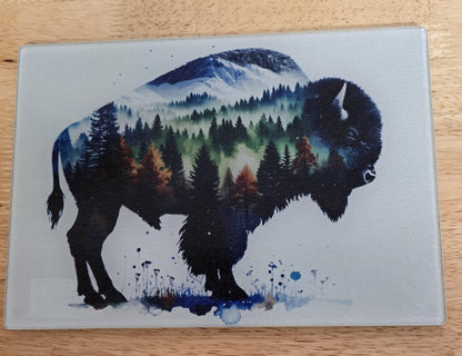 Scenic Bison Tempered Glass Cutting Board