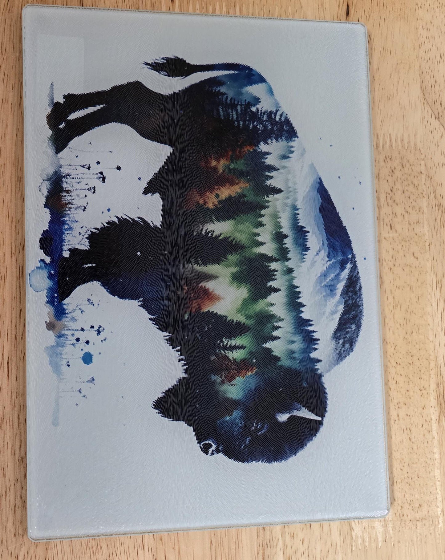 Scenic Bison Tempered Glass Cutting Board